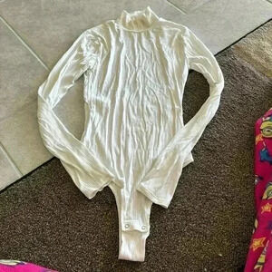 Plain White Turtleneck Bodysuit